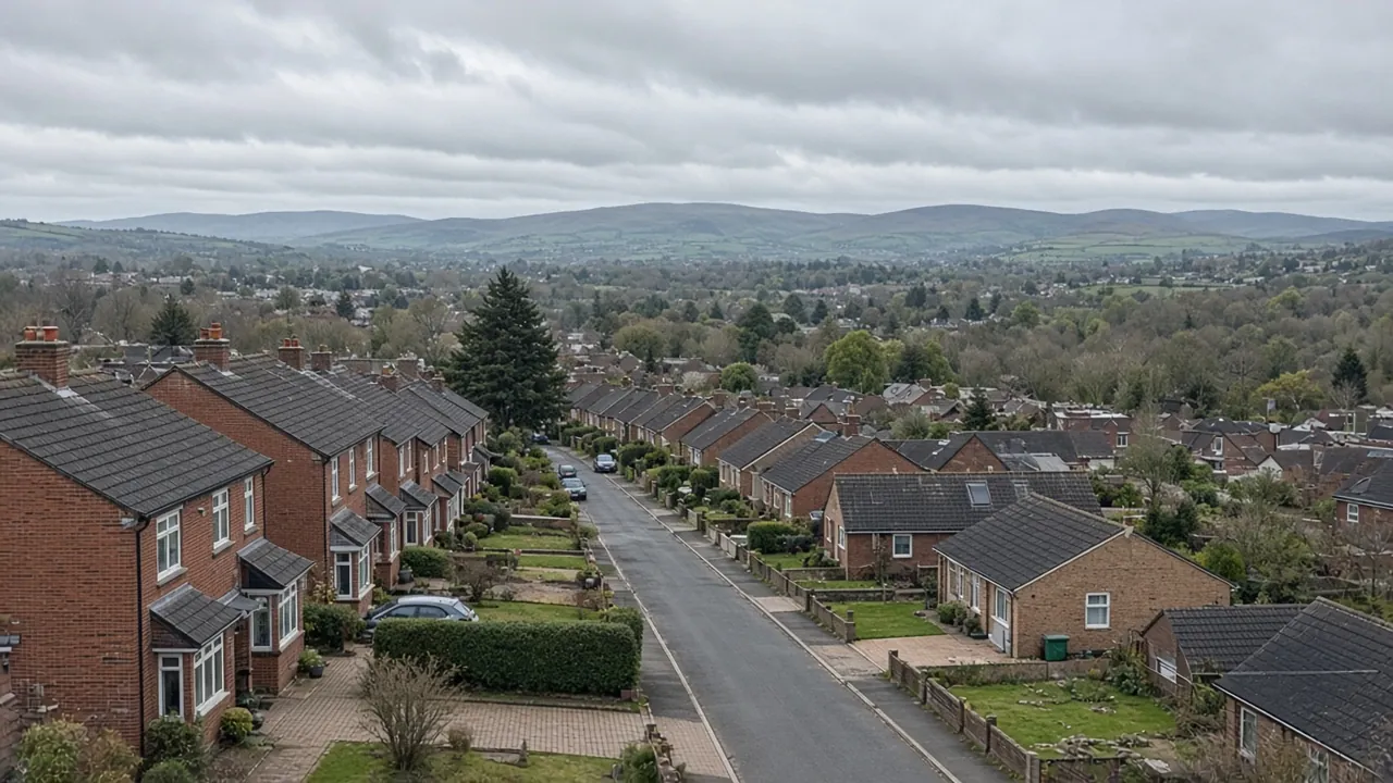 Suburban streets on the south side of Middlesbrough with the Cleveland Hills in the distance