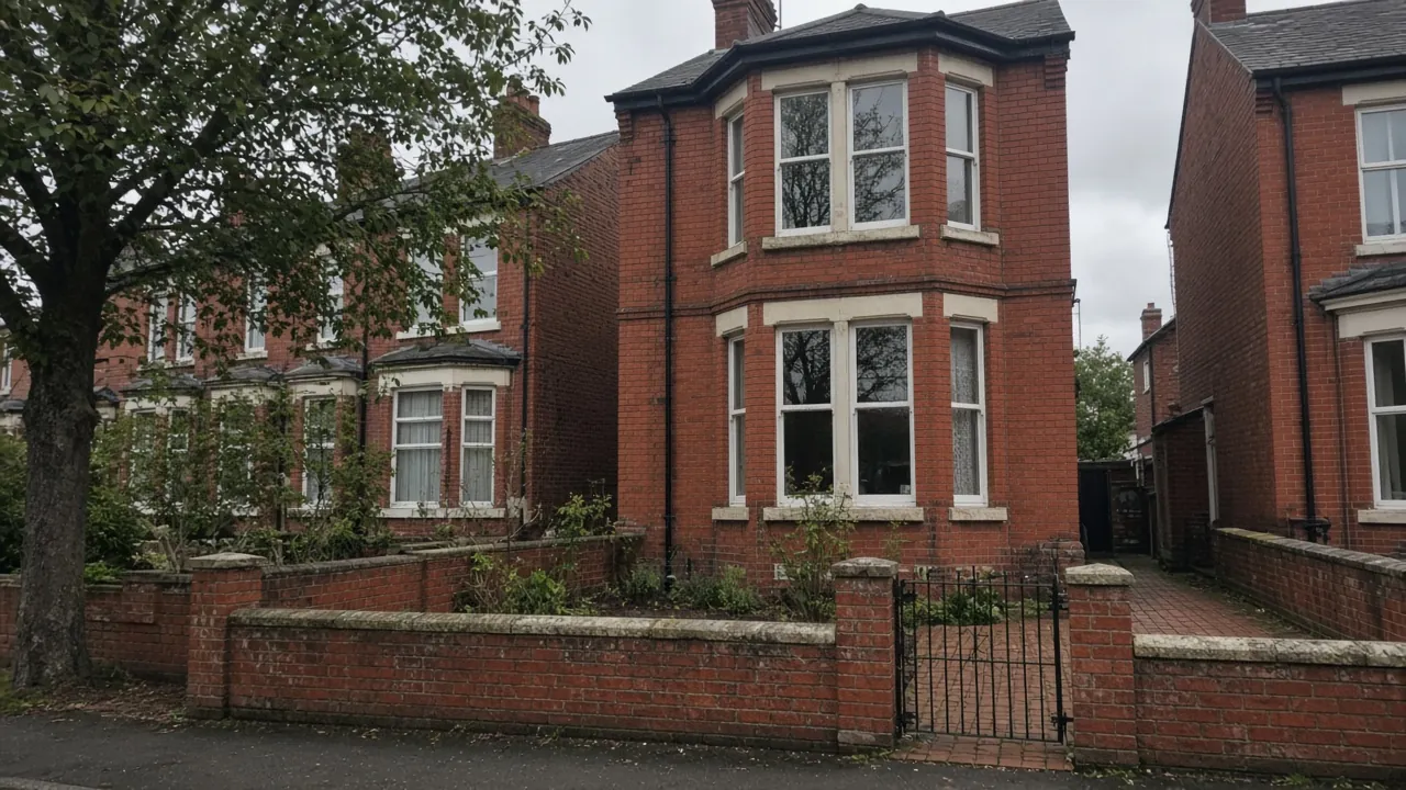 Victorian bay-fronted house in Linthorpe with a small paved front yard behind a low wall